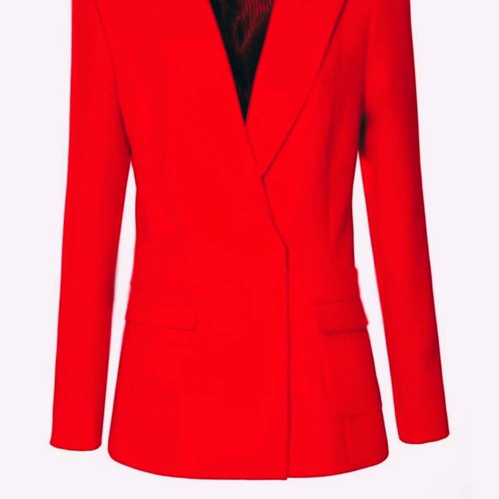NEW Designer Boutique Elevated Power Shoulder Bright Red Blazer